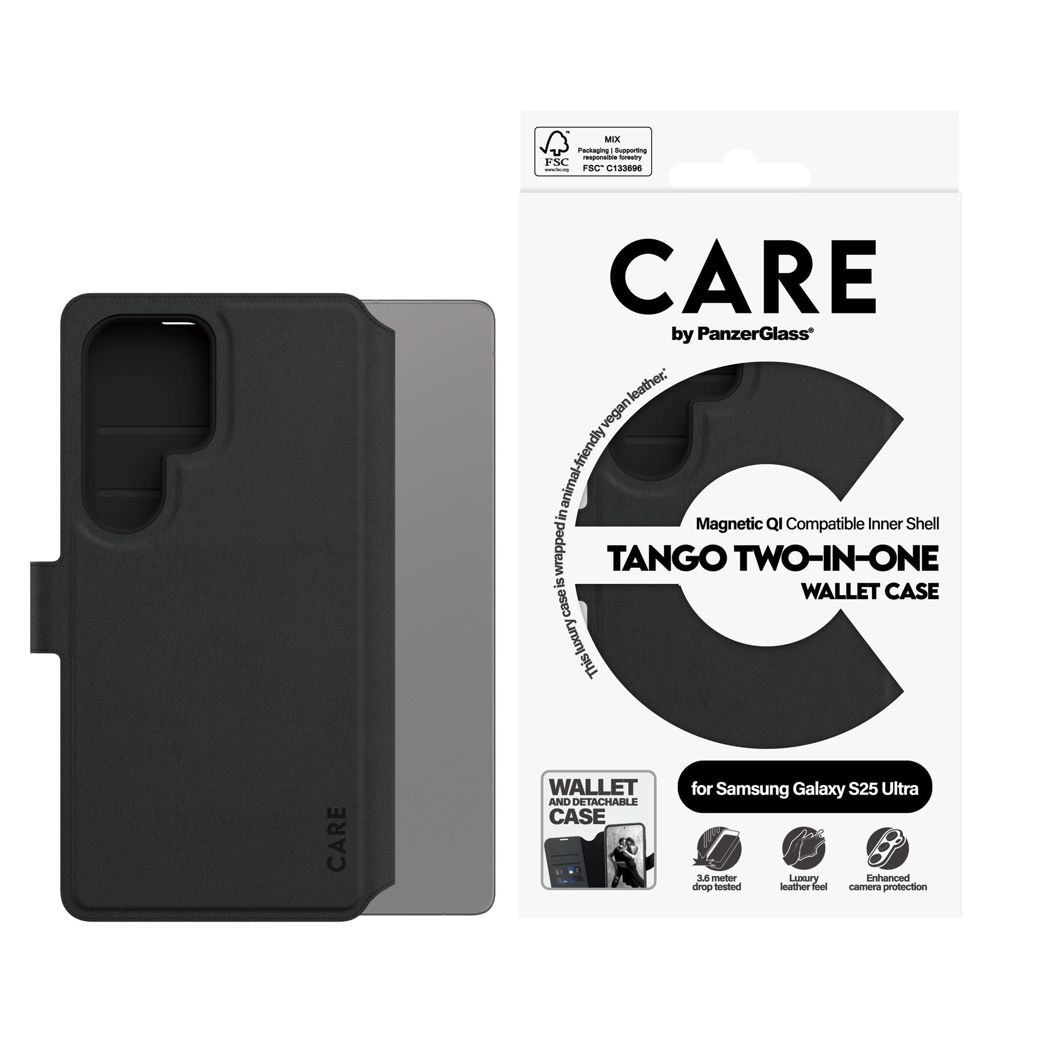 CARE by PanzerGlass® Tango Two-in-One Wallet Case m. Qi Compatible Samsung Galaxy S25 Ultra